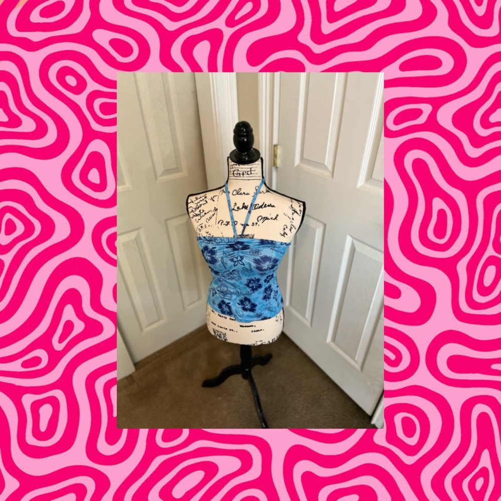 Blue floral halter top